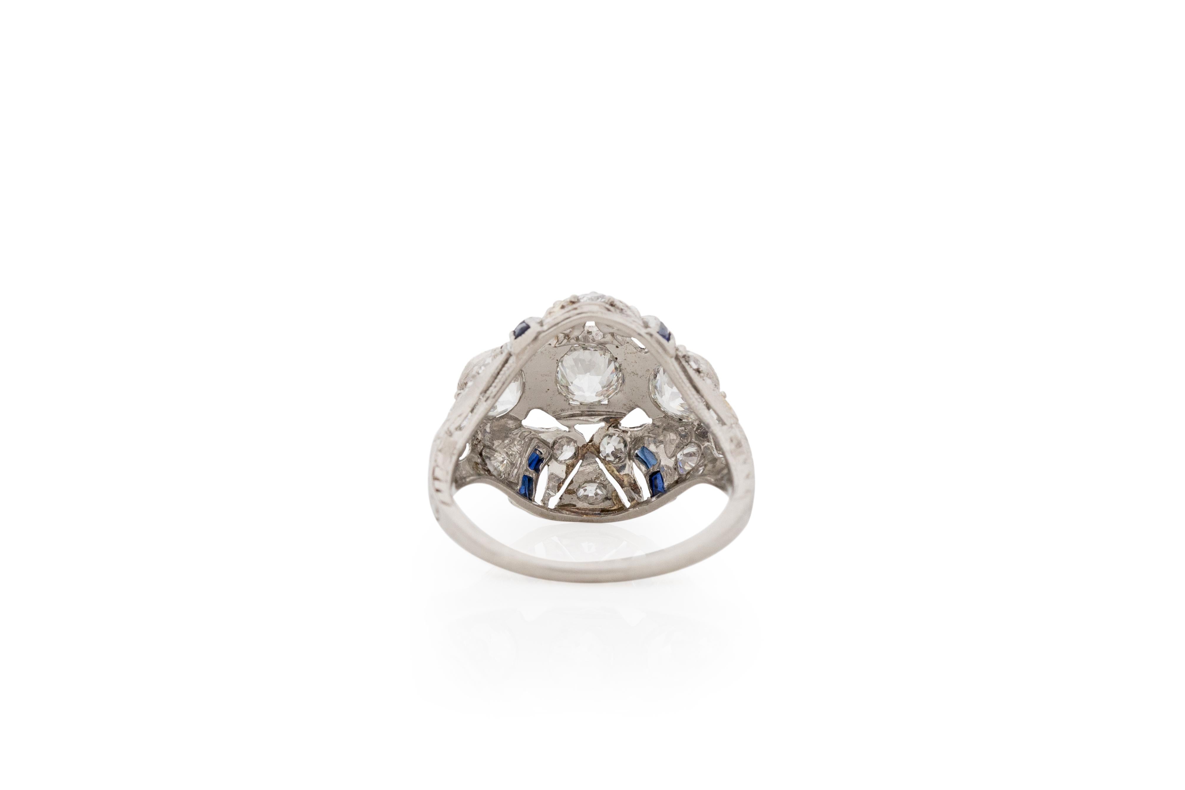 1.25 Carat Art Deco Diamond Platinum Engagement Ring In Good Condition For Sale In Atlanta, GA