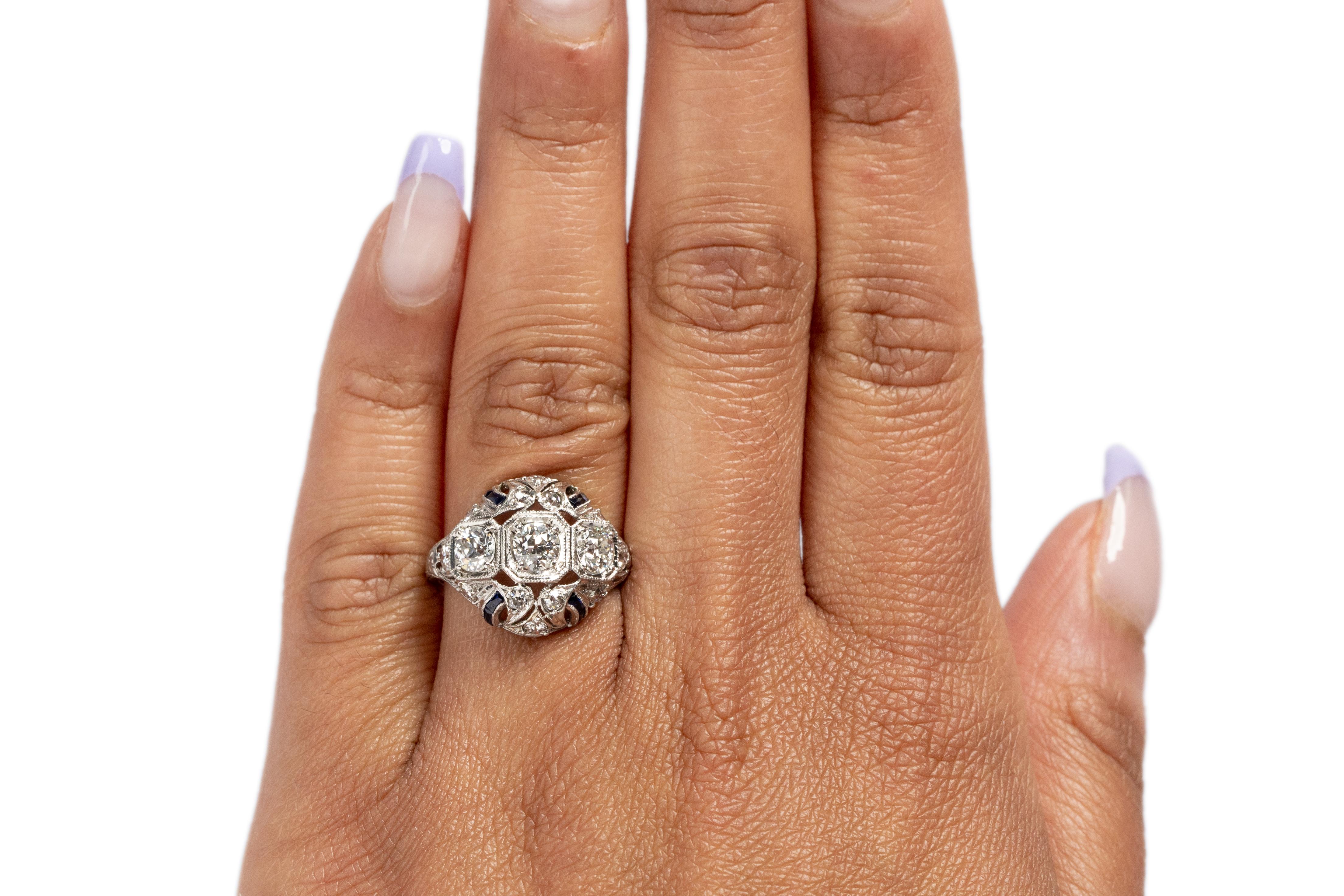 Women's 1.25 Carat Art Deco Diamond Platinum Engagement Ring For Sale