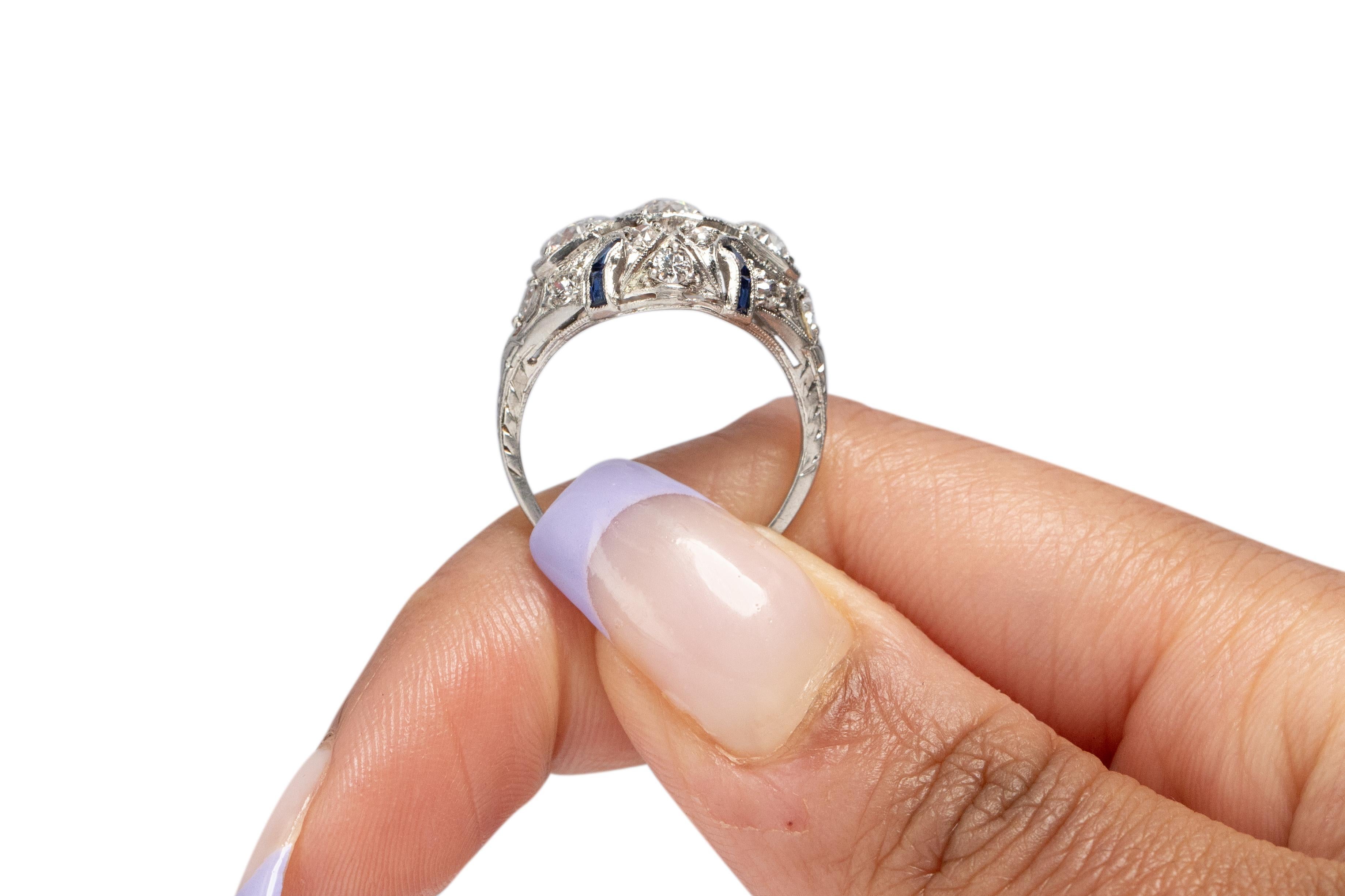 Anillo de compromiso de platino con diamantes Art Decó de 1.25 quilates en venta 2