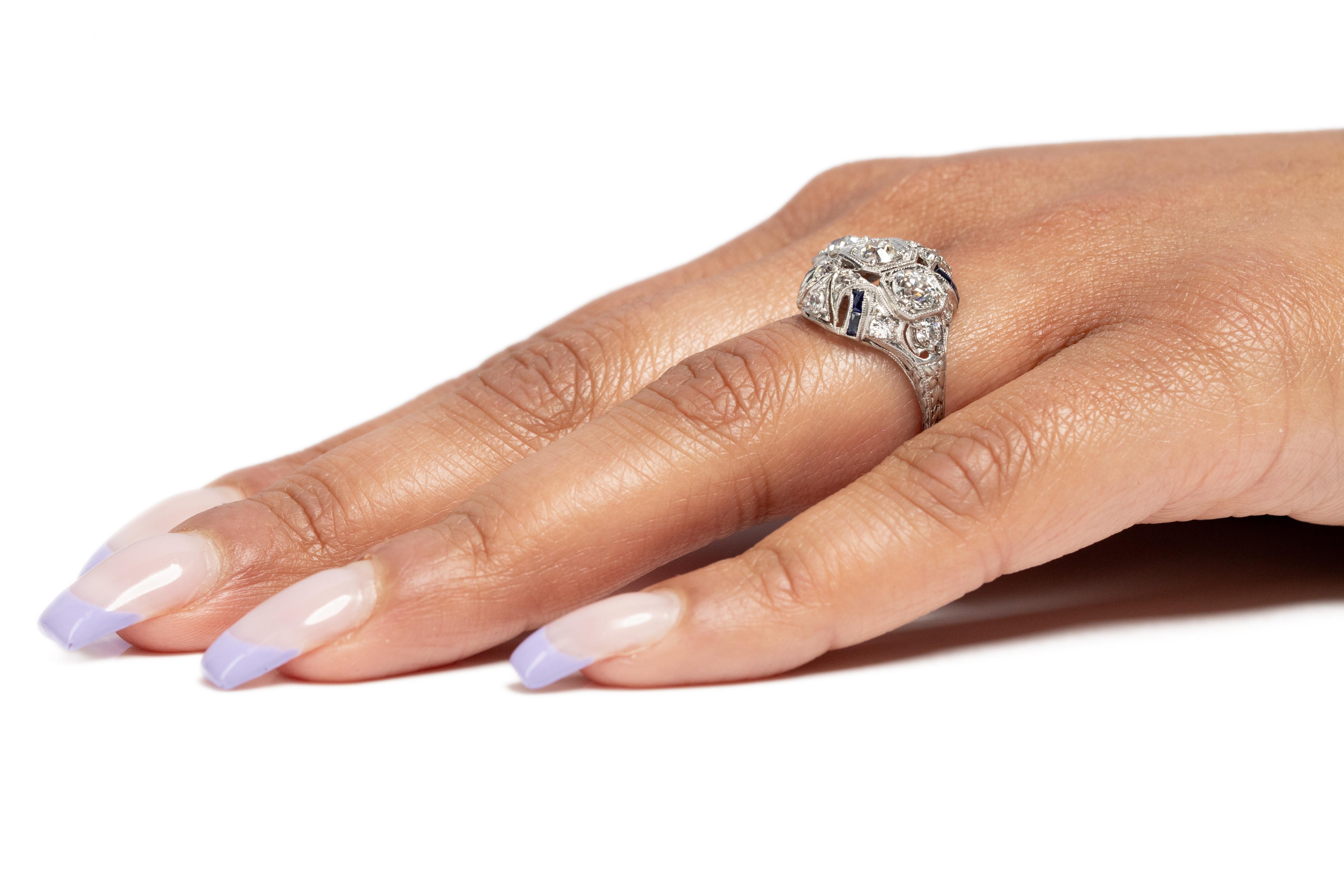 1.25 Carat Art Deco Diamond Platinum Engagement Ring For Sale 3