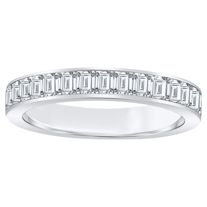 For Sale:  1.25 Carat Baguette Diamond Band in White Gold H/VS