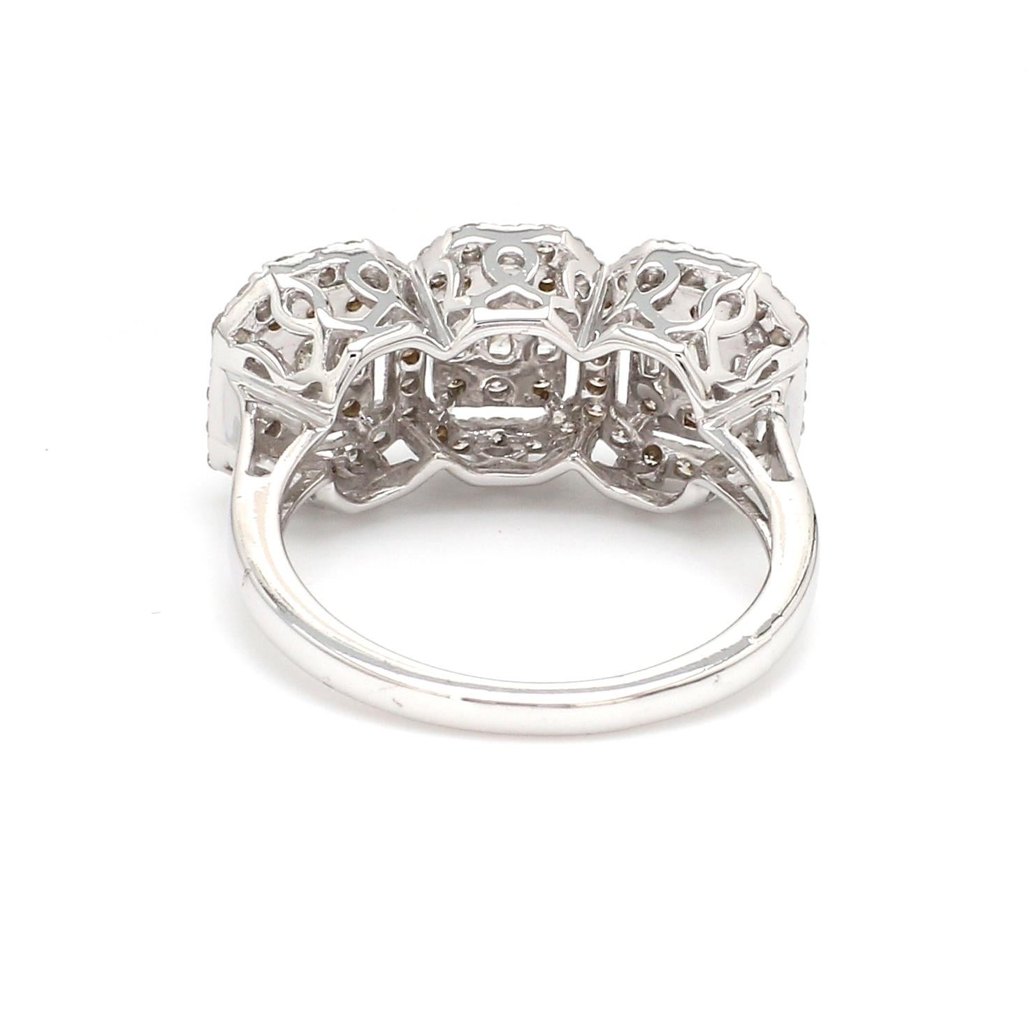 Modern 1.25 Carat Baguette Diamond Designer Ring 18 Karat White Gold Handmade Jewelry For Sale