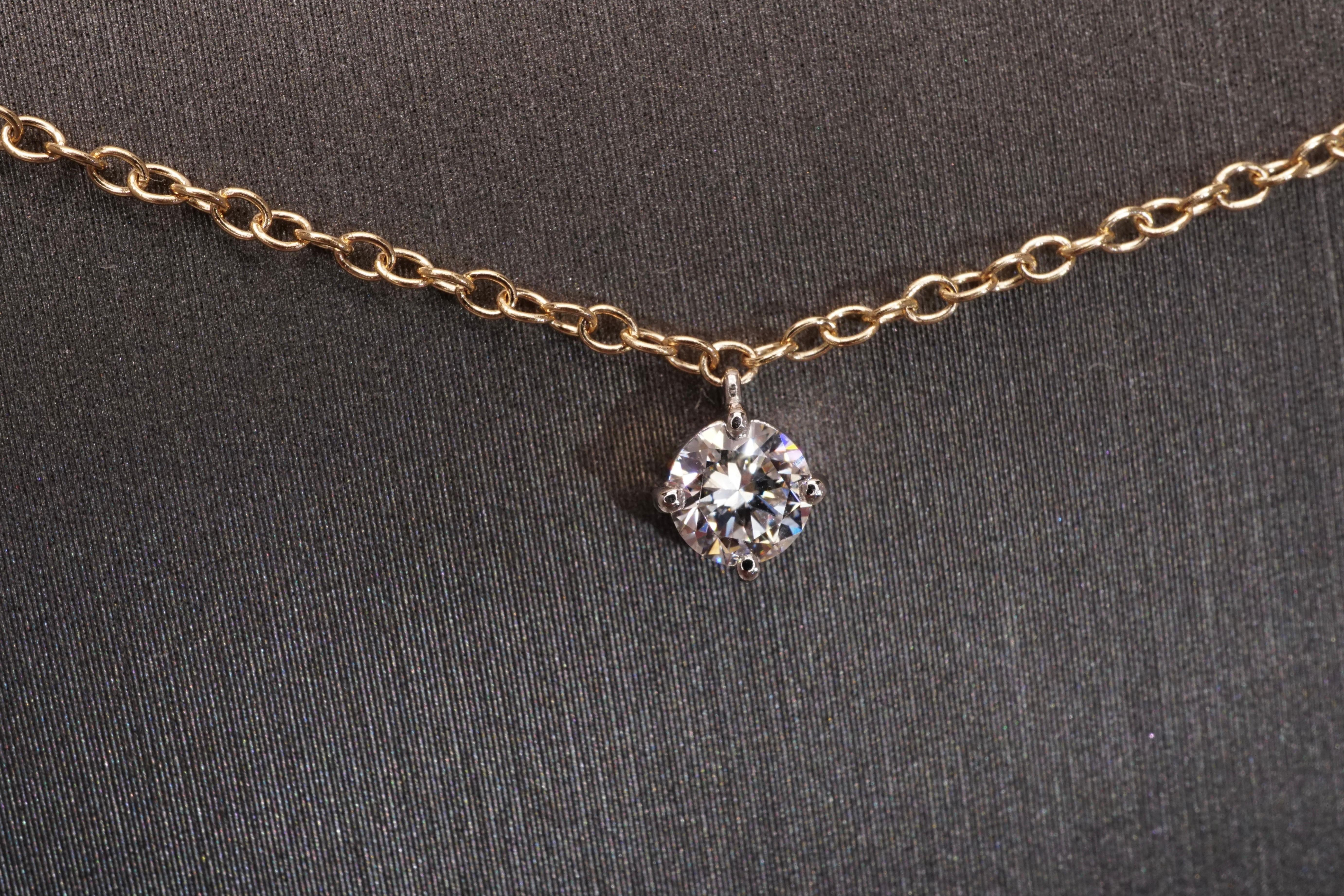 1.25 Carat Brilliant Round Diamond Chain Necklace In New Condition For Sale In New York, NY