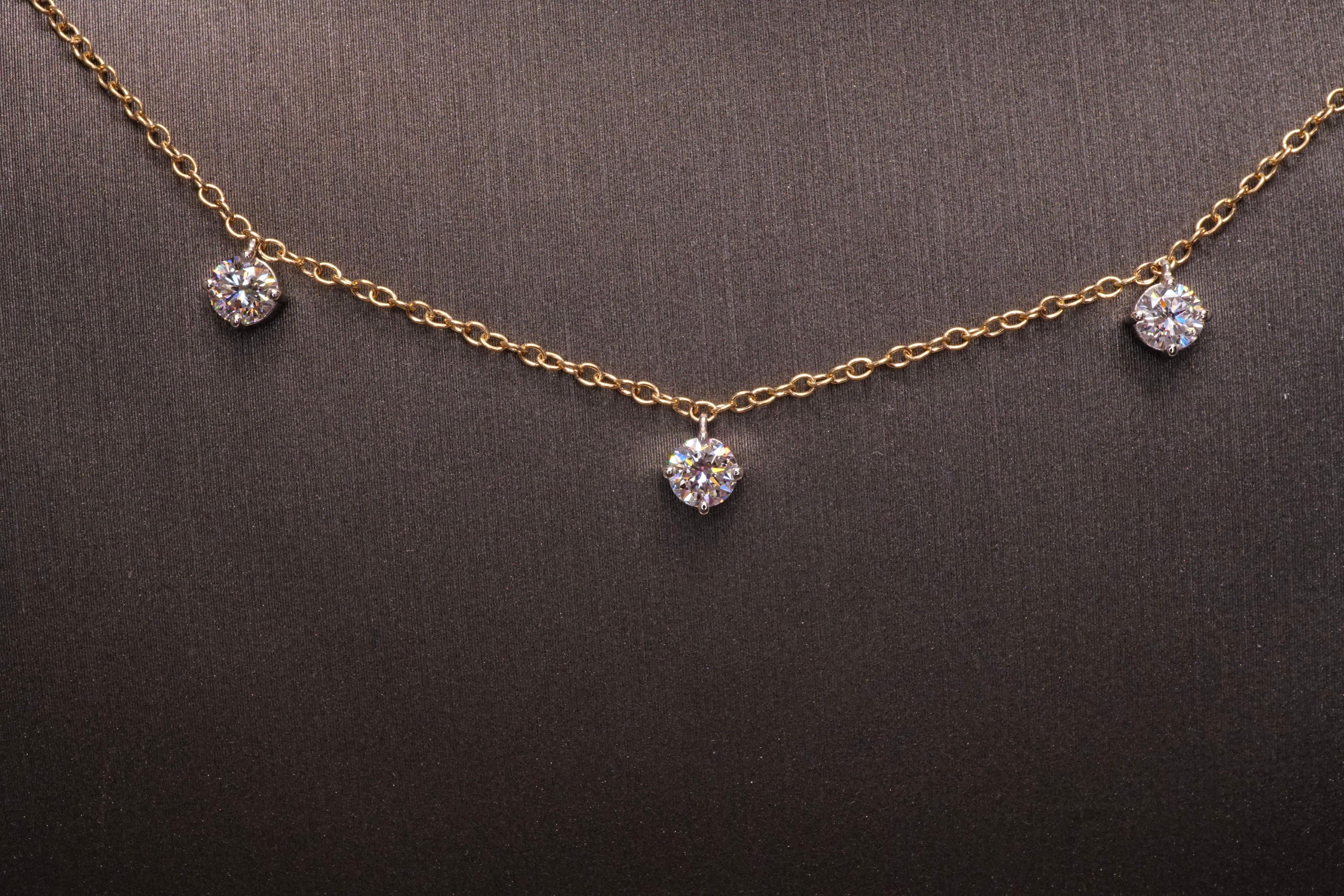 Taglio rotondo Collana con catena di diamanti tondi brillanti da 1,25 carati in vendita