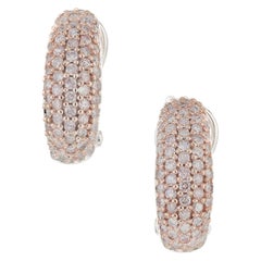 1.boucles d'oreilles à pince en or blanc avec diamant rose brun de 25 carats