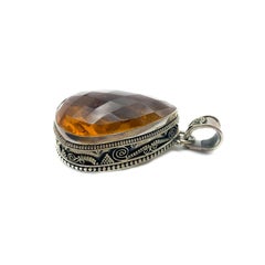 125 Carat Citrine & Sterling Silver Pendant Hand Made in Bali