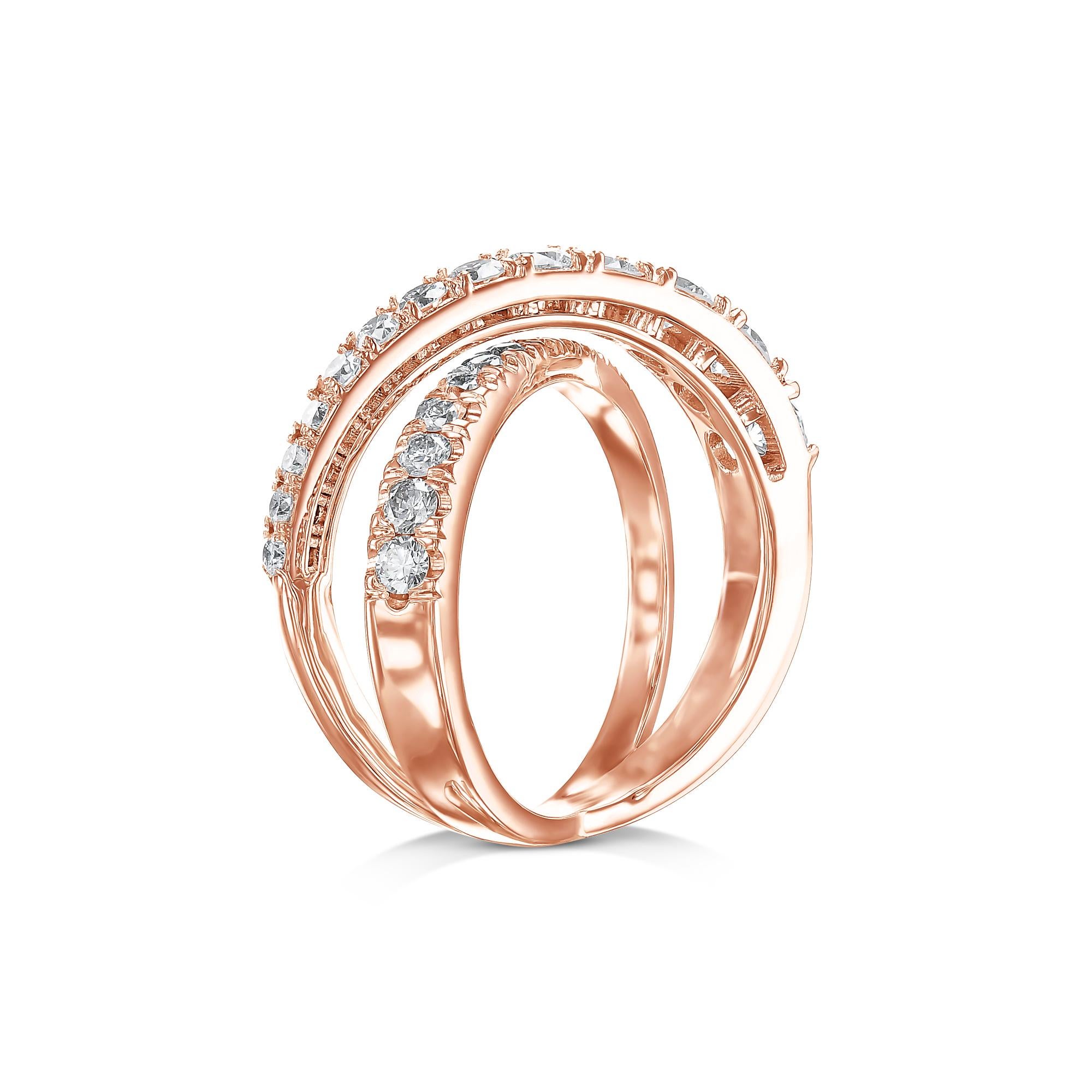 Contemporary 1.25 Carat Criss, Cross Diamond Ring For Sale