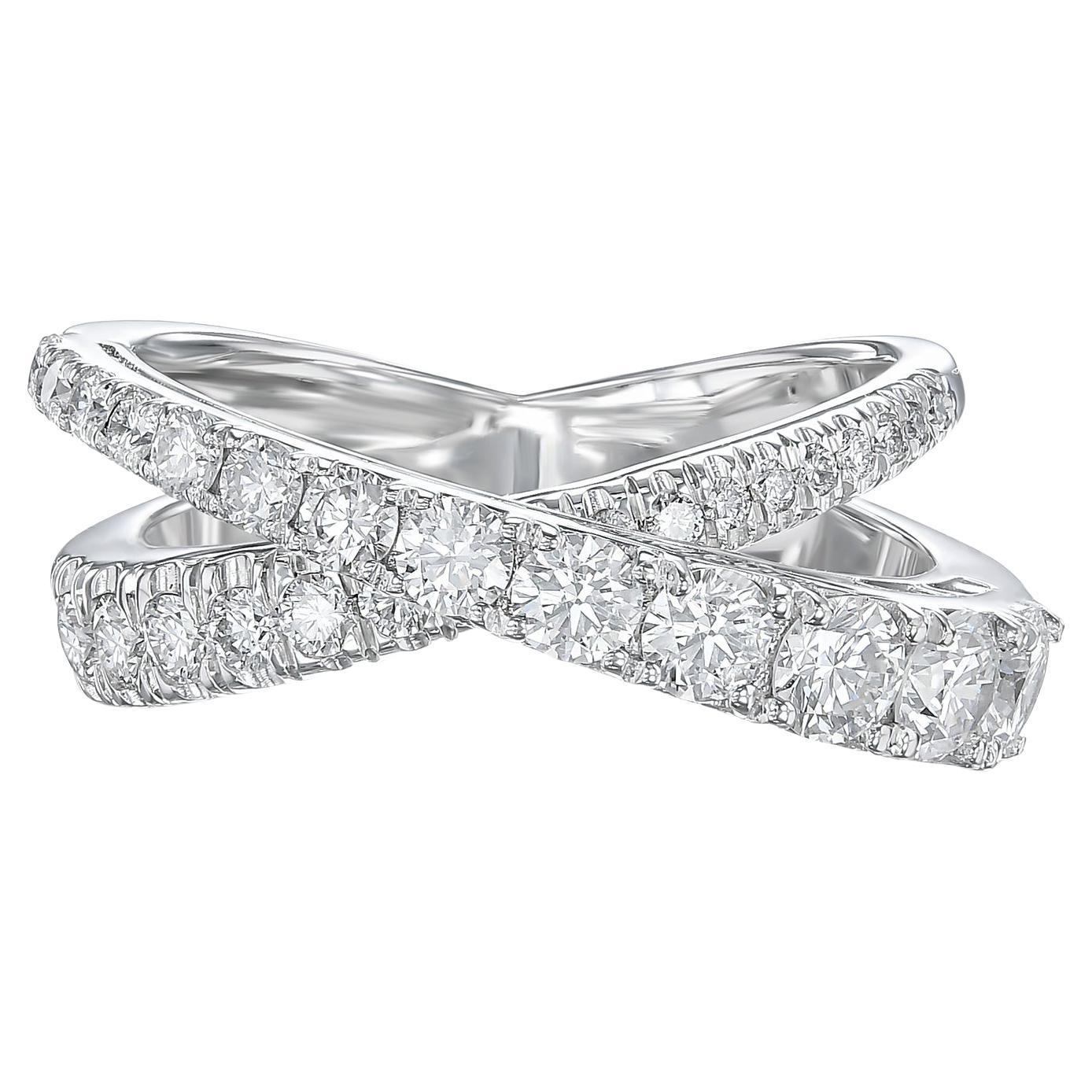 1.25 Carat Criss, Cross Diamond Ring For Sale