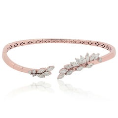 1.25 Carat Diamond 14 Karat Gold Bangle Bracelet Cuff