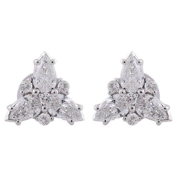 Vintage Gold and Silver 1.25 Carat Diamond Foiled Back Earrings at ...