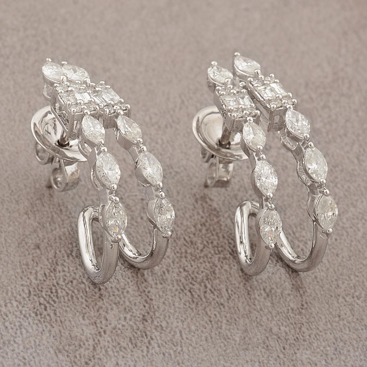 Modern 1.25 Carat Diamond 14 Karat White Gold Stud Earrings For Sale