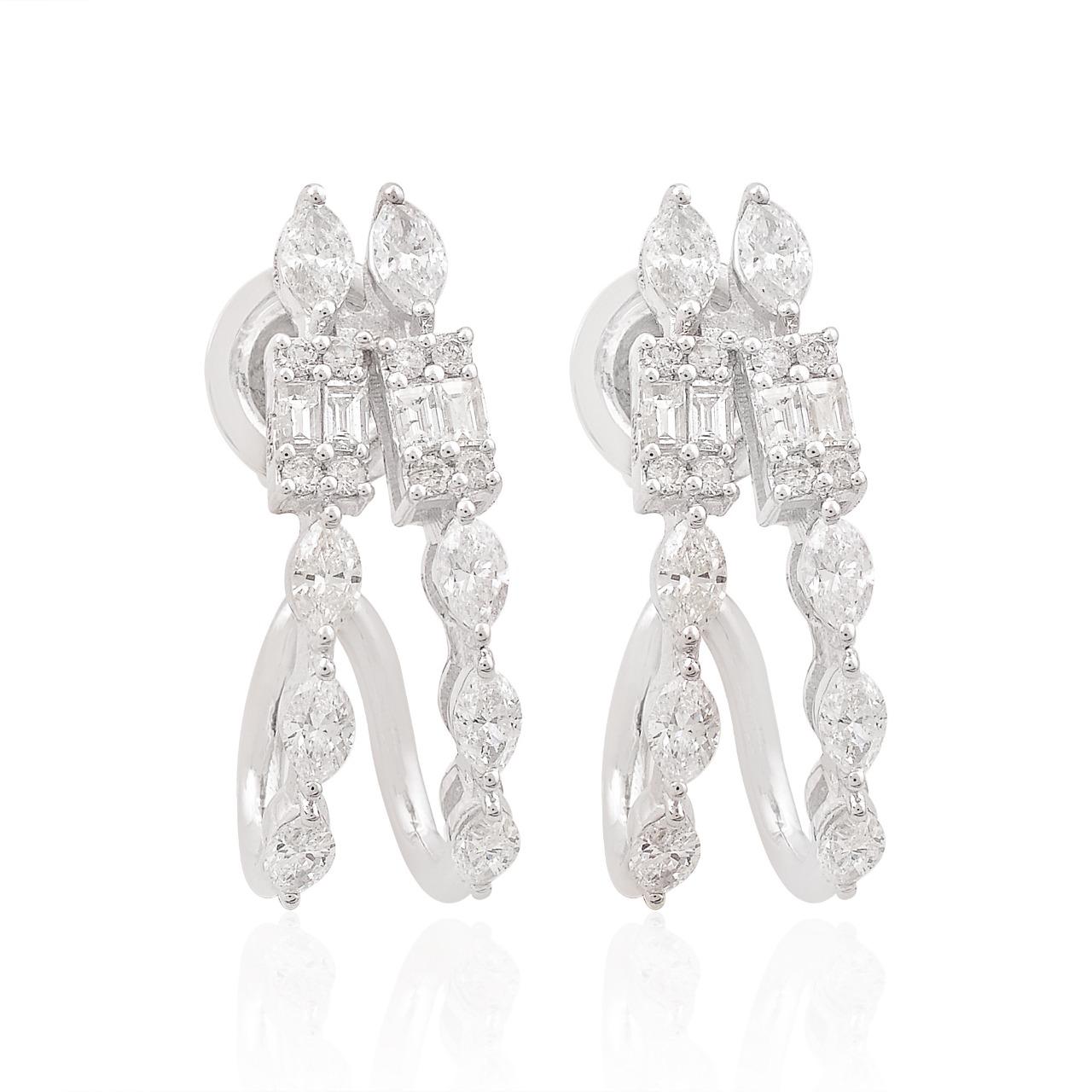 Mixed Cut 1.25 Carat Diamond 14 Karat White Gold Stud Earrings For Sale