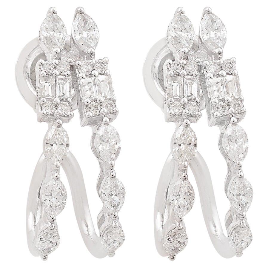 1.25 Carat Diamond 14 Karat White Gold Stud Earrings For Sale