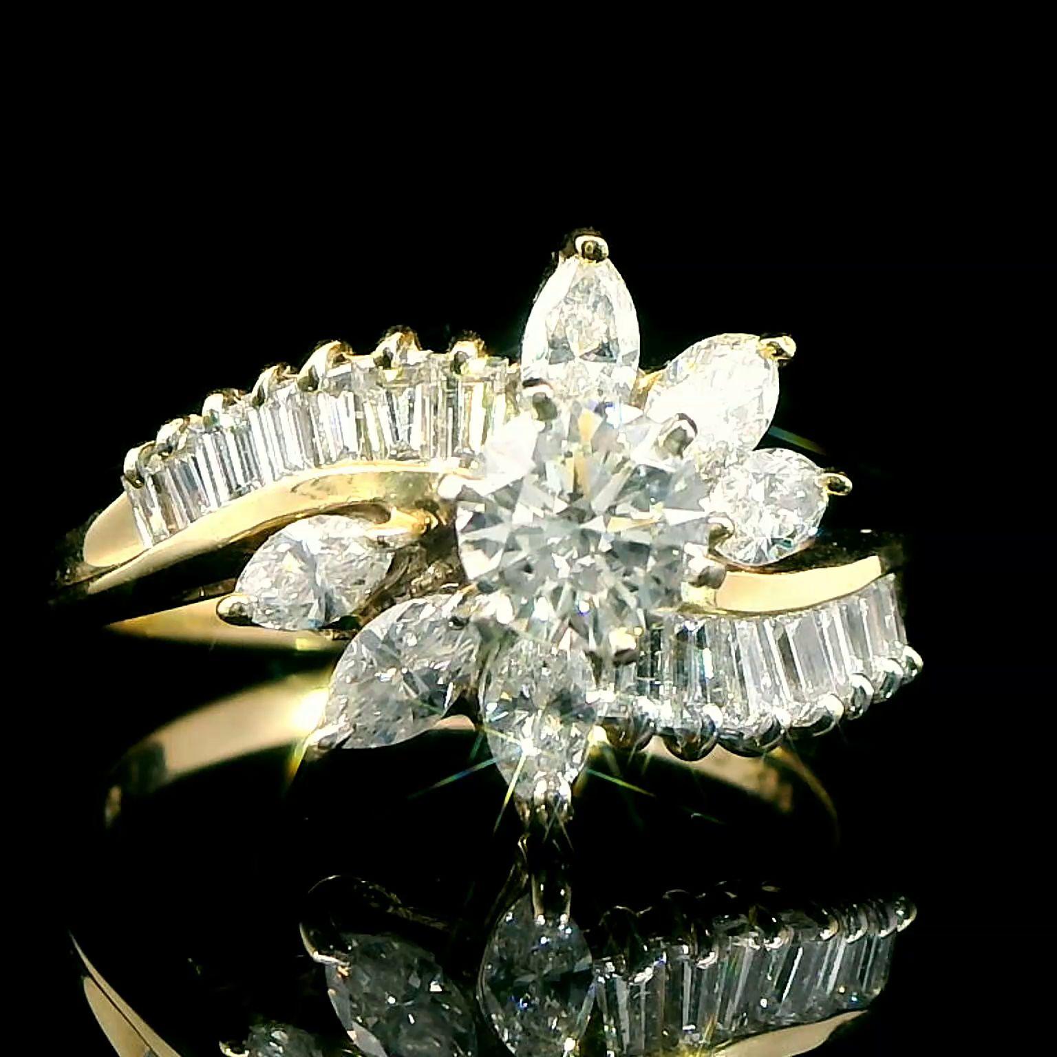 Anello in oro 18 carati con diamante da 1,25 carati In condizioni buone in vendita a New York, NY