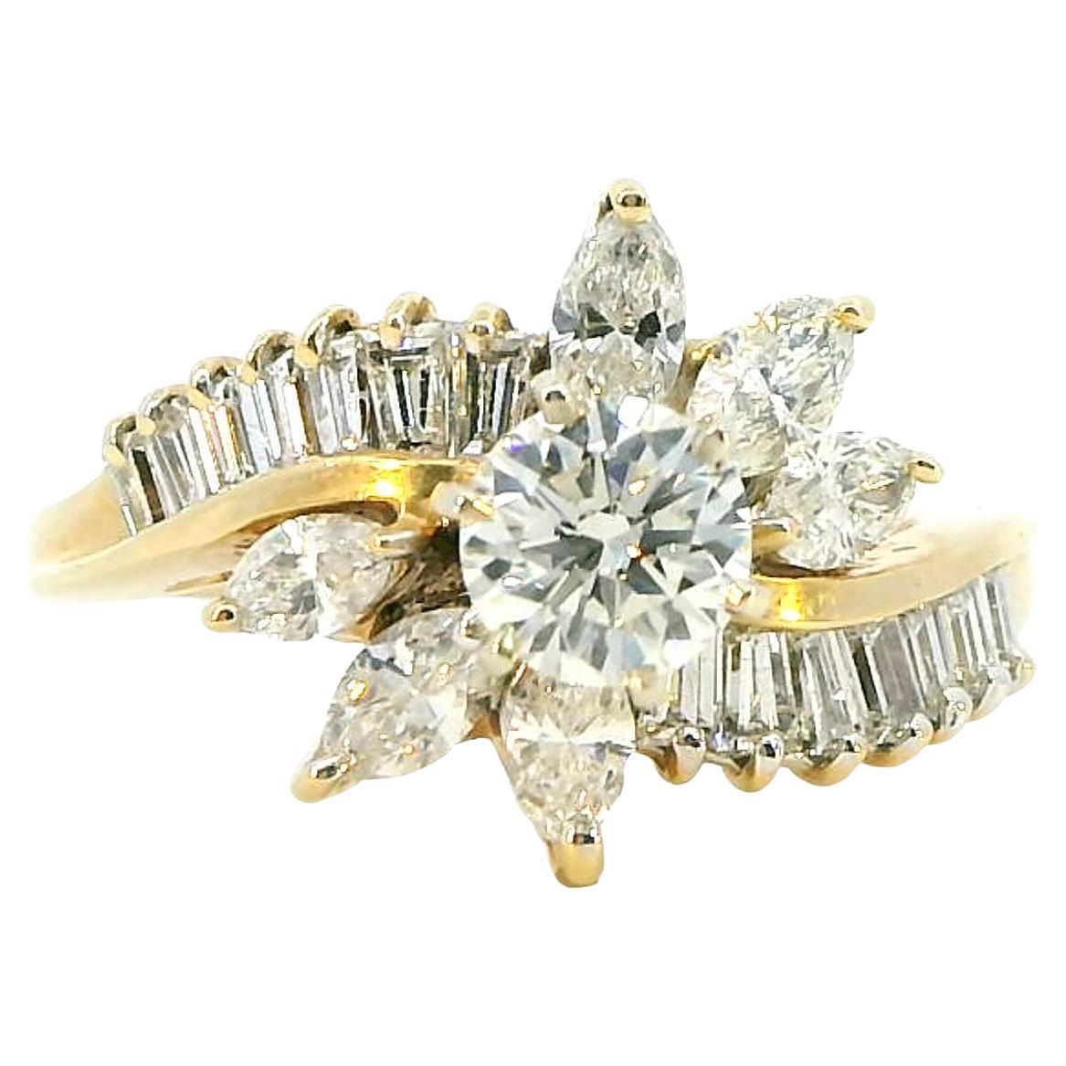 1.25 Carat Diamond 18K Gold Ring For Sale