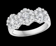 1.25 Carat Diamond 3 Traditional 7-Stone Flower Band 14 Karat White Gold
