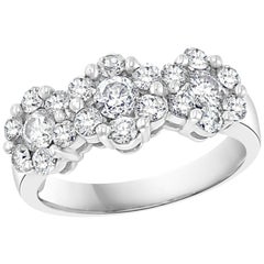 1.25 Carat Diamond 3 Traditional 7-Stone Flower Band 14 Karat White Gold