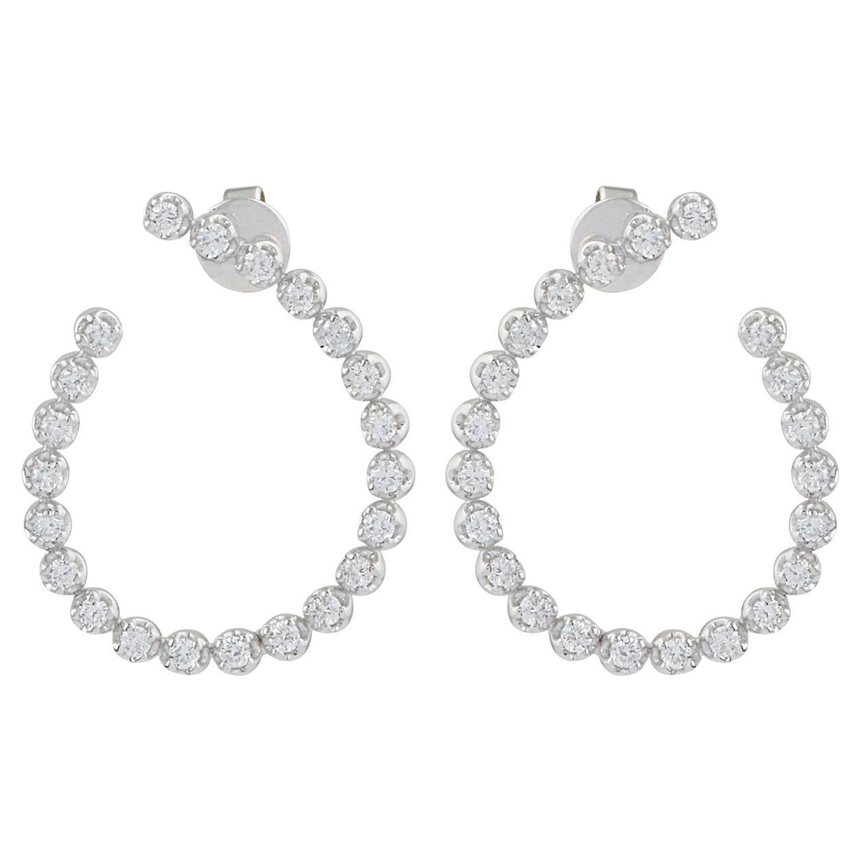 Orecchini a cerchio con diamante da 1,25 carati Gioielli dichiarativi in oro bianco 14 carati