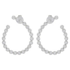 Orecchini a cerchio con diamante da 1,25 carati Gioielli dichiarativi in oro bianco 14 carati