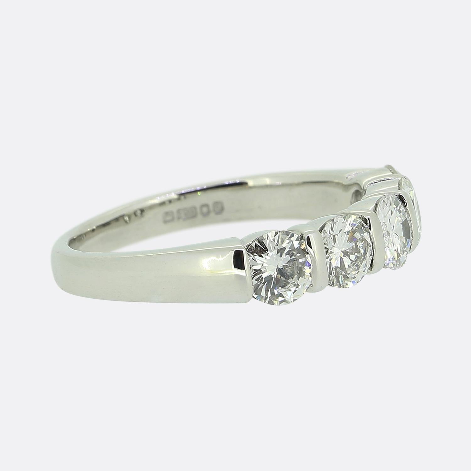 Brilliant Cut 1.25 Carat Diamond Five-Stone Ring For Sale