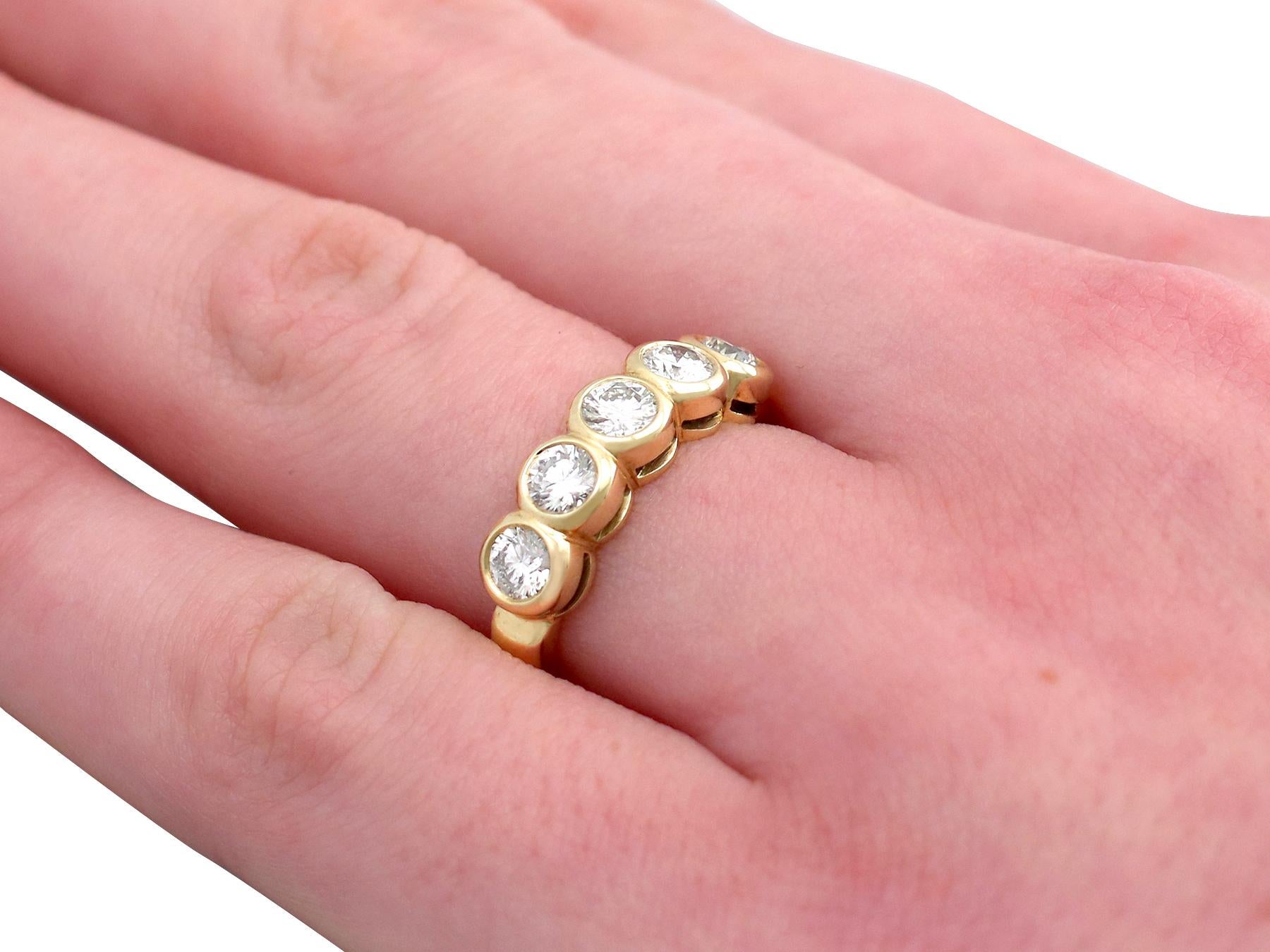 1.25 Carat Diamond Five-Stone Yellow Gold Ring 2