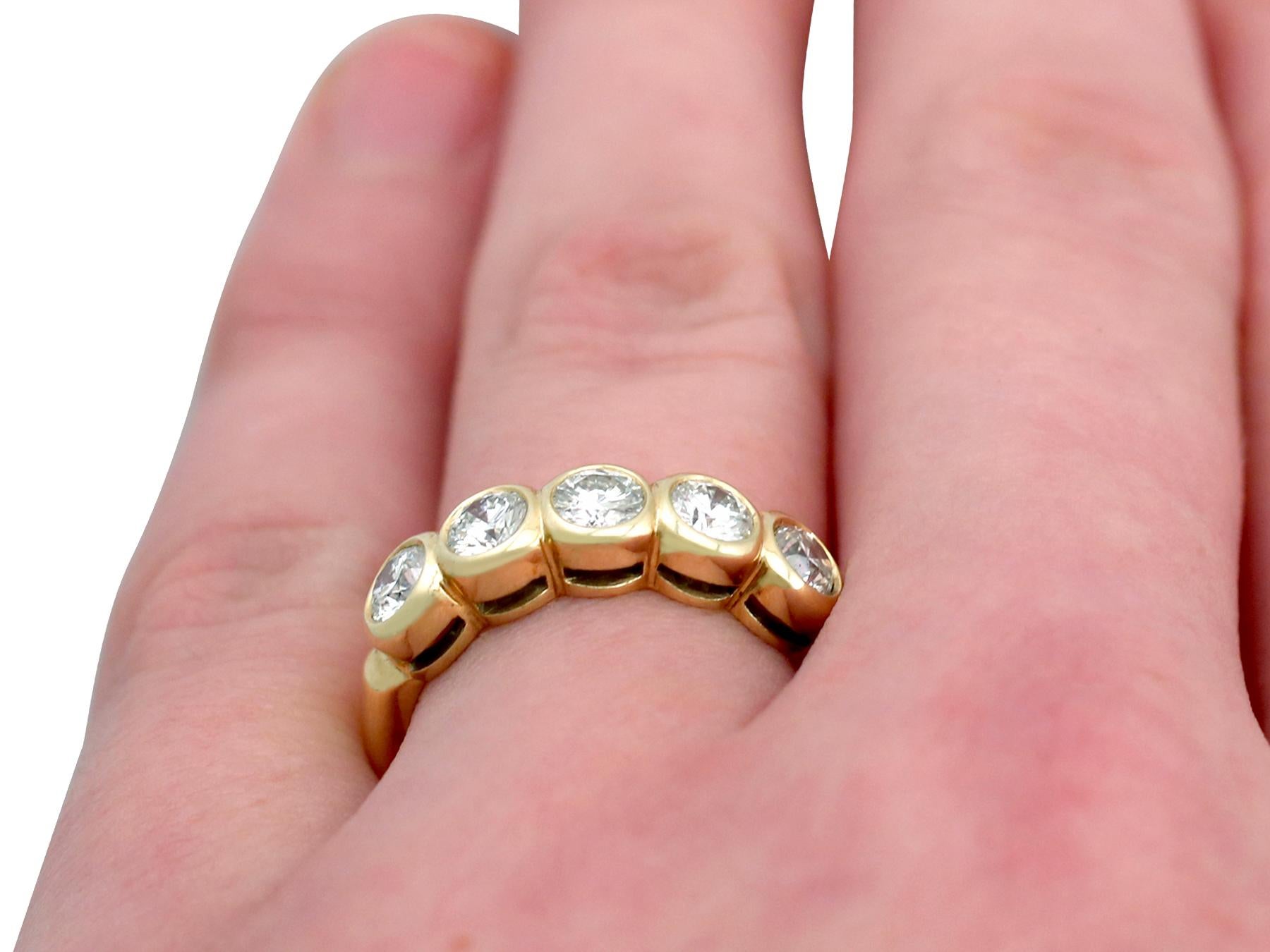 1.25 Carat Diamond Five-Stone Yellow Gold Ring 3
