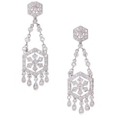 1.25 Carat Diamond Gold Dangle Chandelier Earrings