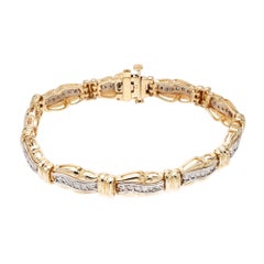 1.25 Carat Diamond Gold Hinged Swirl Link Bracelet