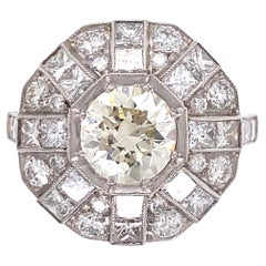 1.25 Carat Diamond Platinum Art Deco Revival Cocktail Ring Estate Fine Jewelry