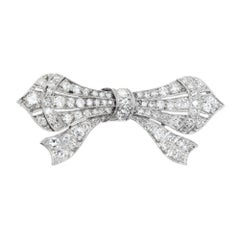 1.25 Carat Diamond Platinum Bow Brooch