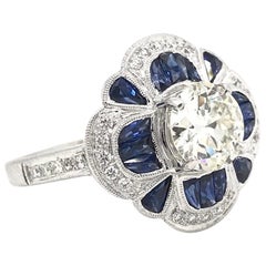 1.25 Carat Diamond and Sapphire Ring