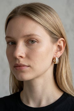 1.25 Carat Diamond Tapered and Round Diamond Yellow Gold Earrings