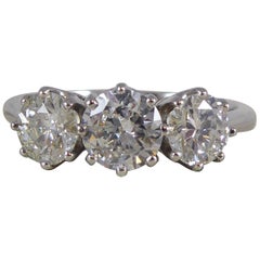 1.25 Carat Diamond Three-Stone Engagement Ring, Platinum