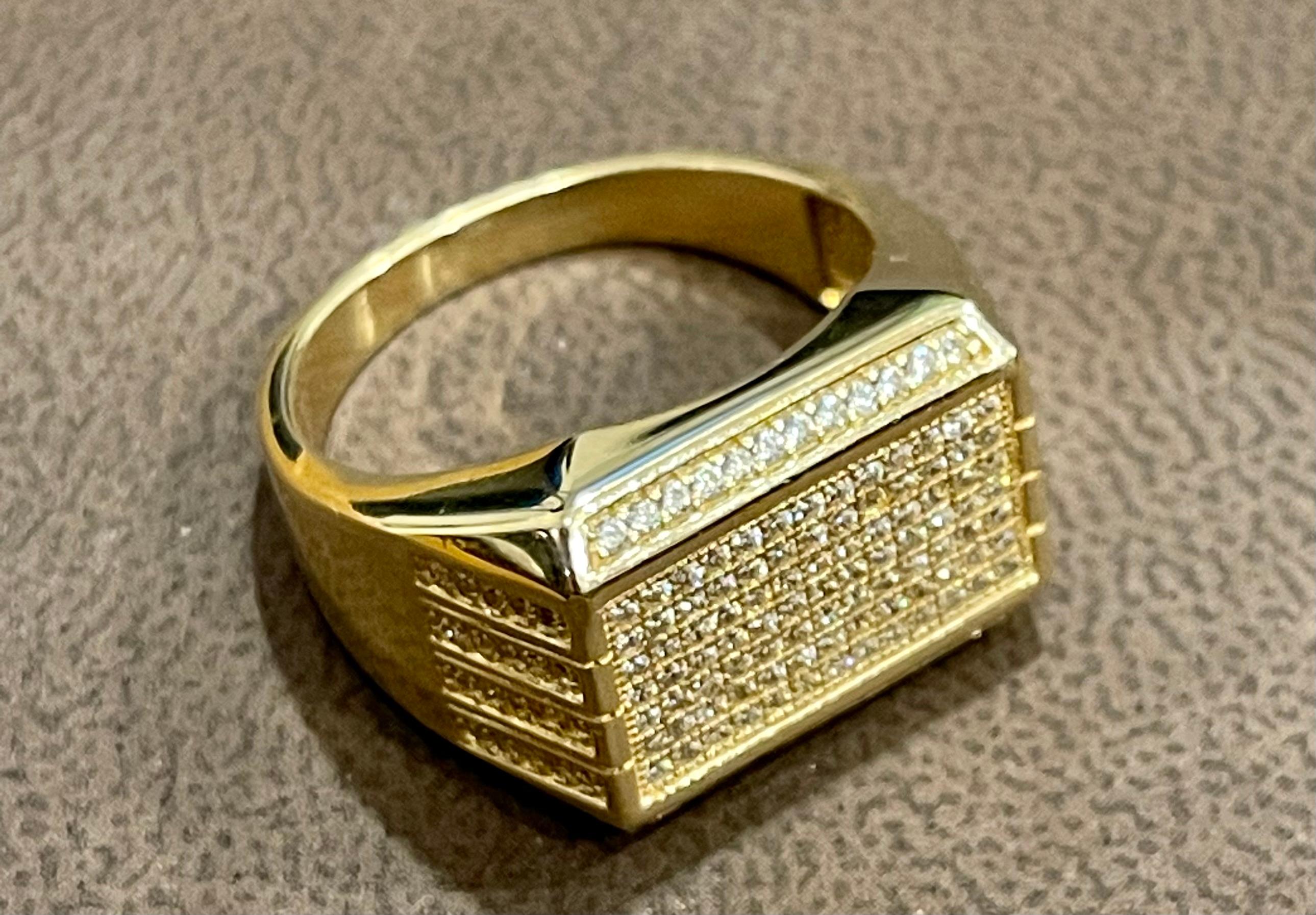 1.25 Carat Diamond Traditional Men's Ring 14 Kt Yellow Gold Ring Estate 4