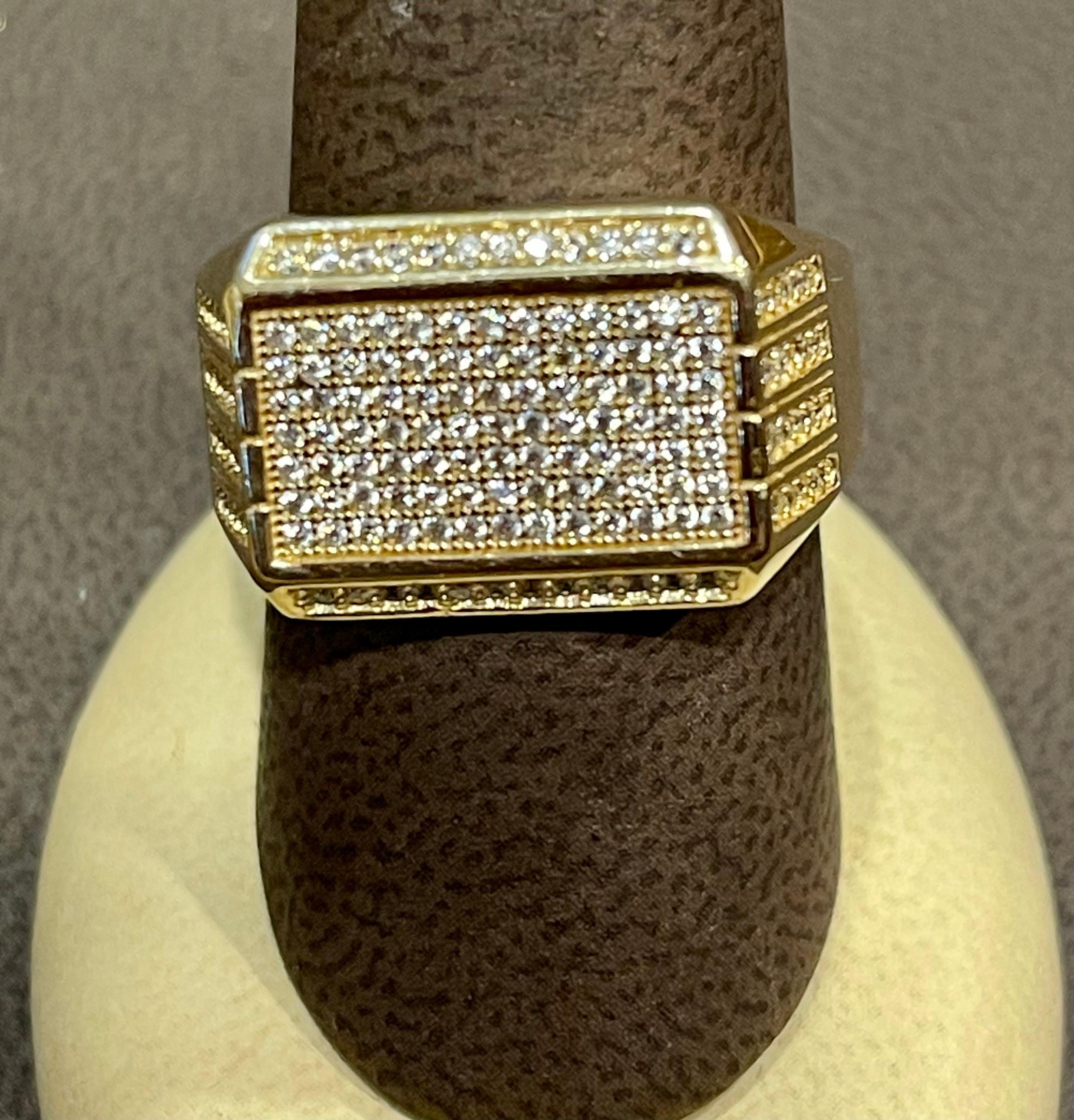 1.25 Carat Diamond Traditional Men's Ring 14 Kt Yellow Gold Ring Estate 1