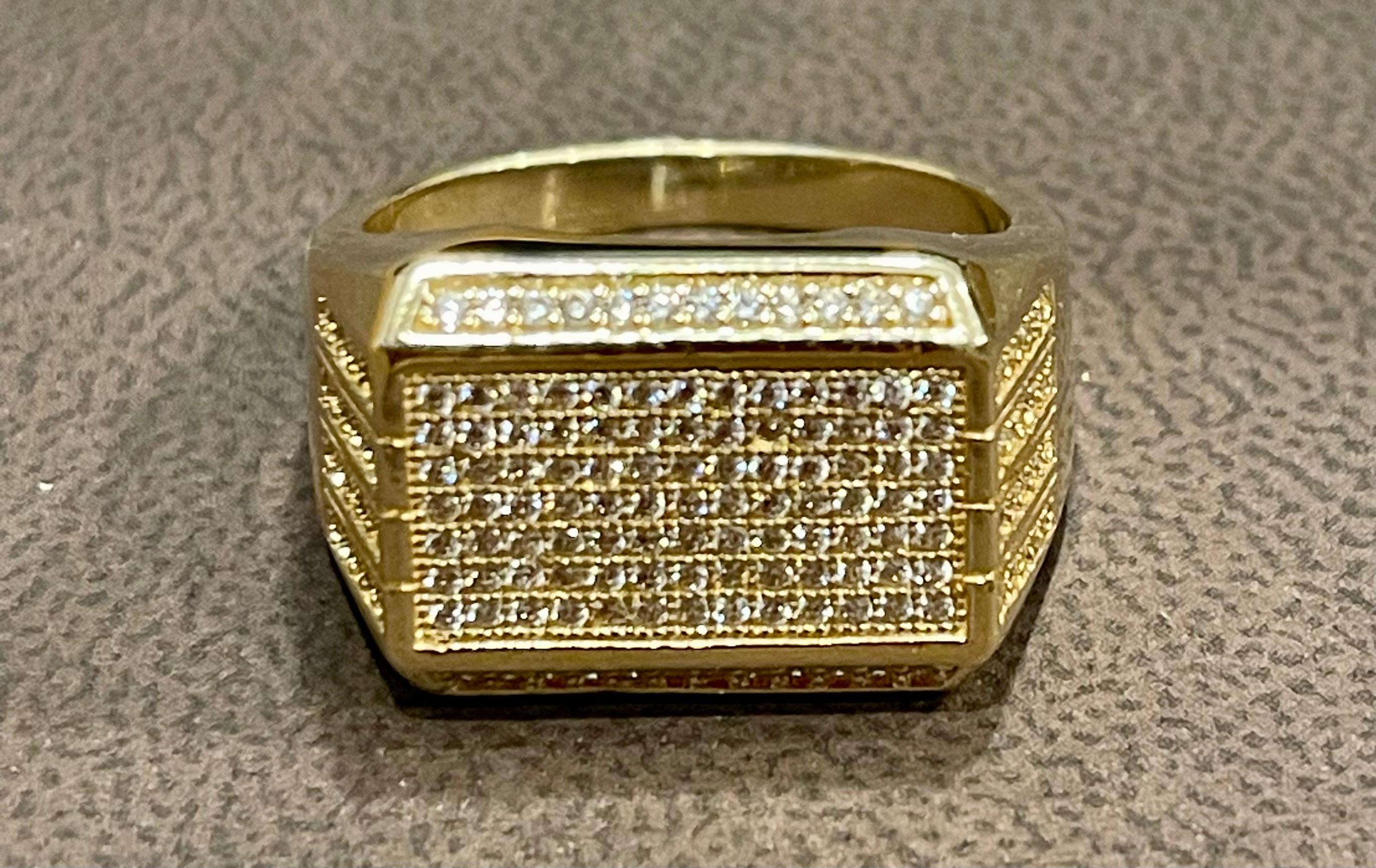 1.25 Carat Diamond Traditional Men's Ring 14 Kt Yellow Gold Ring Estate 2
