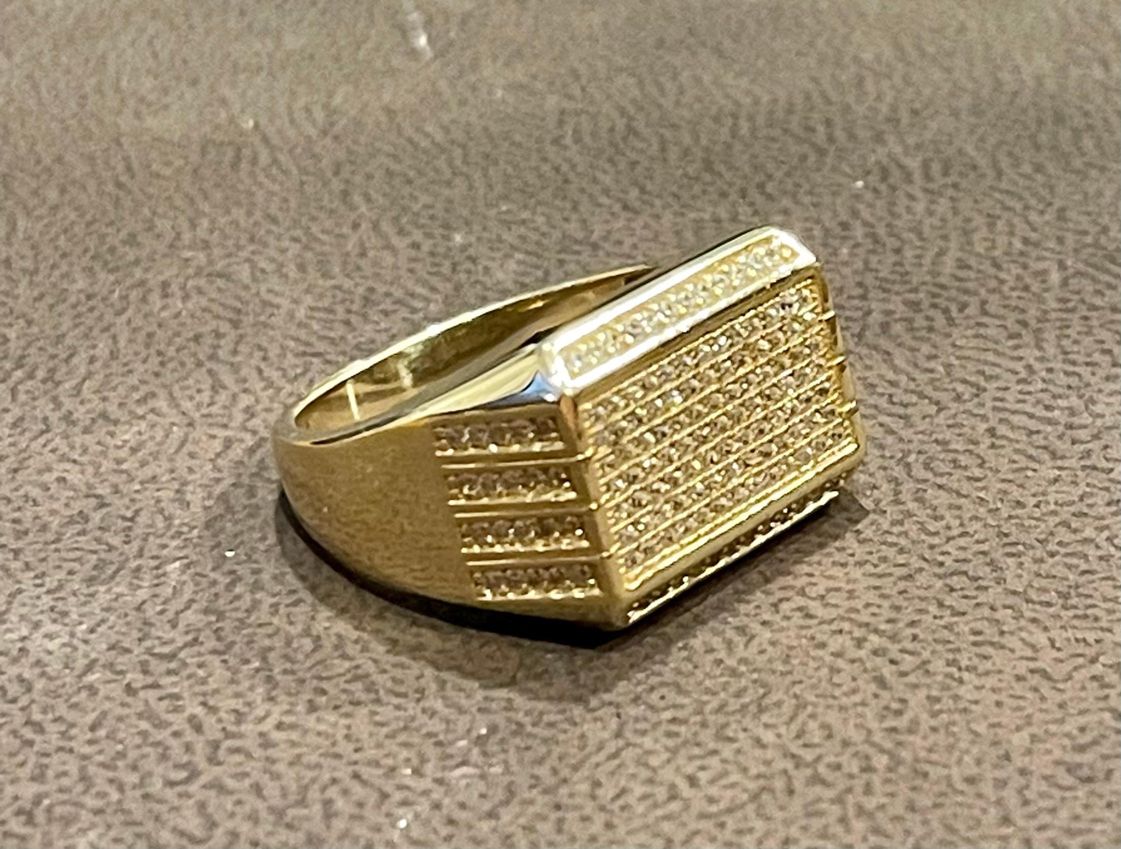 1.25 Carat Diamond Traditional Men's Ring 14 Kt Yellow Gold Ring Estate 3