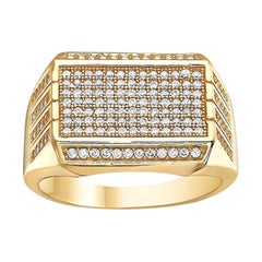 1.25 Carat Diamond Traditional Men's Ring 14 Kt Yellow Gold Ring Estate