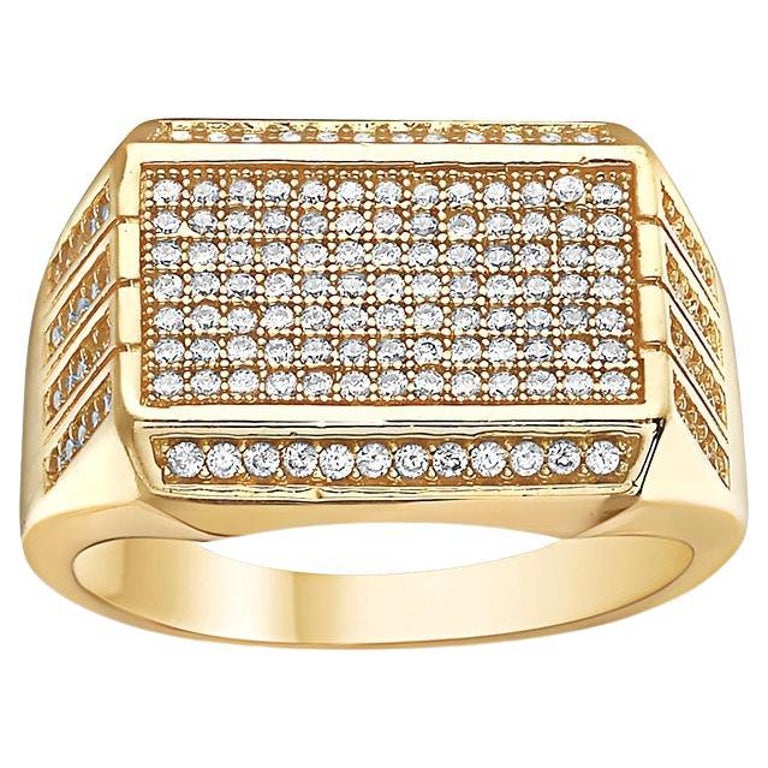 1.25 Carat Diamond Traditional Men's Ring 14 Kt Yellow Gold Ring Estate at  1stDibs