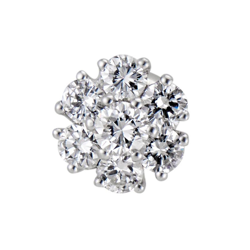 Diamond 1.25 carat flower stud earrings in 18k white gold with 14k round brilliant cut diamonds. 

14 round brilliant cut diamonds, G-H VS approx. 1.25cts
18k white gold 
Stamped: 750
2.4 grams
Top to bottom: 8.3mm or 1/3 Inch
Width: 8.4mm or 1/3