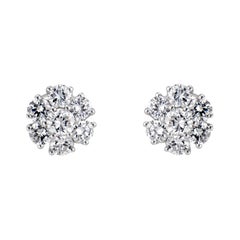 1.25 Carat Diamond White Gold Flower Stud Earrings