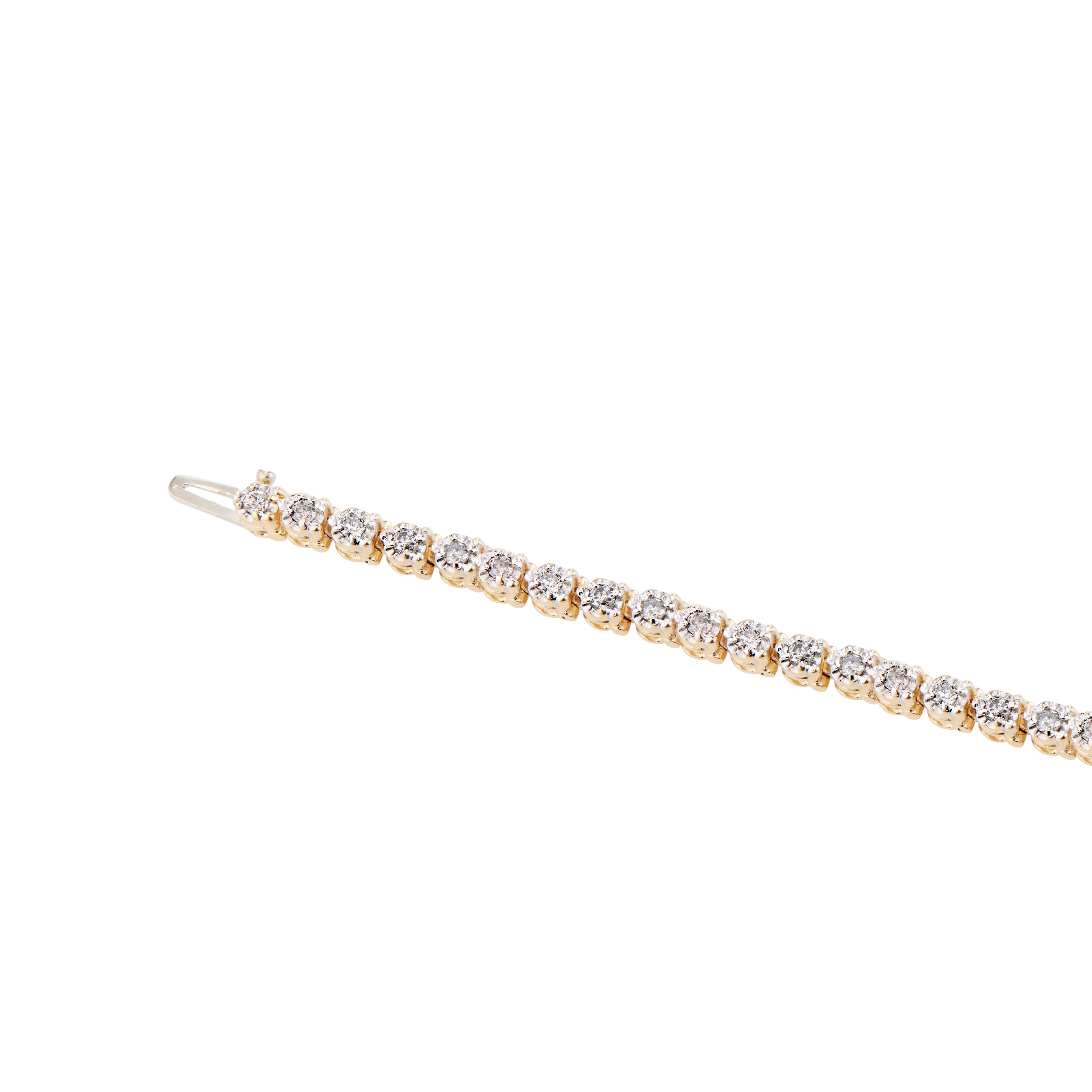 1.25 Carat Diamond Yellow Gold Tennis Bracelet In Good Condition For Sale In Stamford, CT