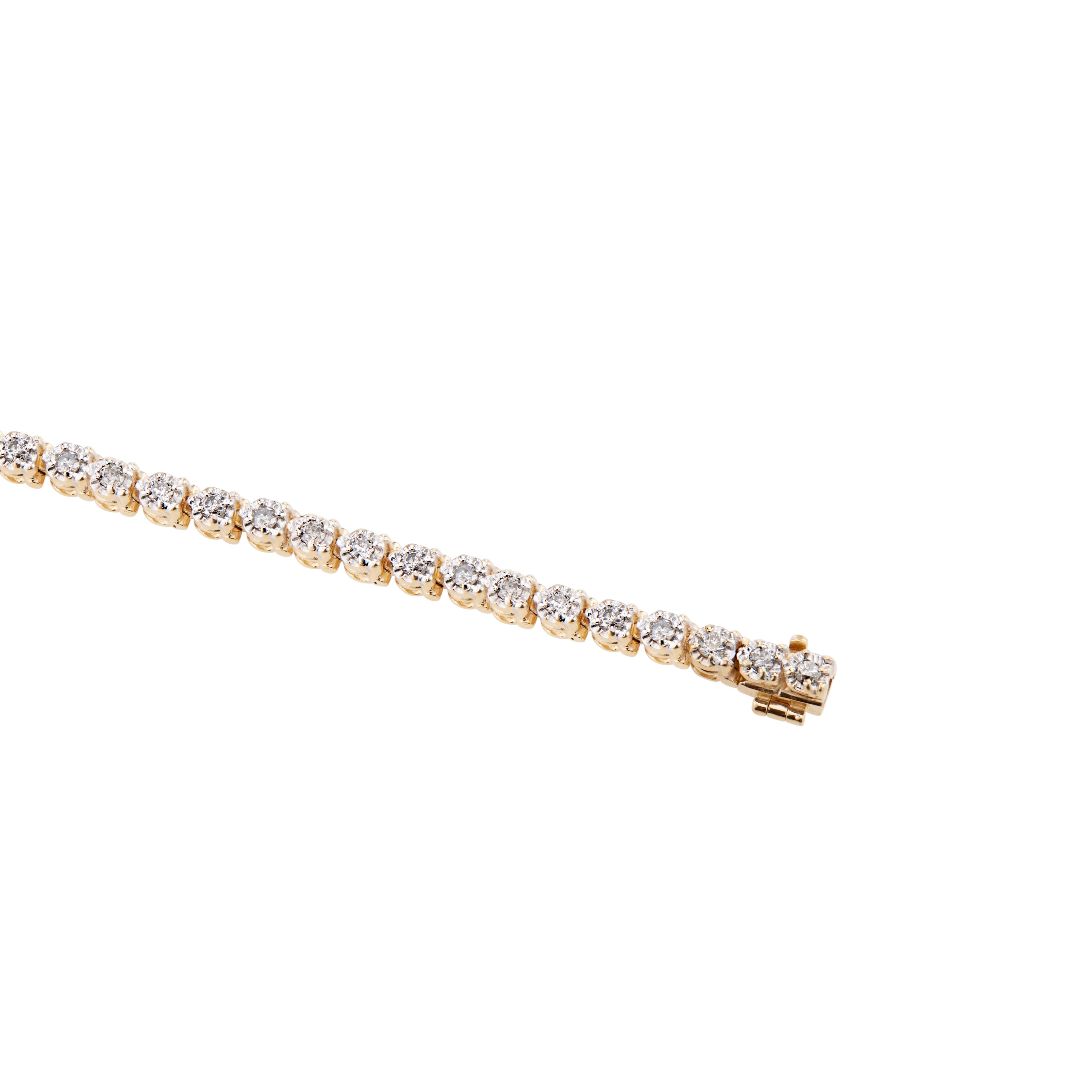 Women's 1.25 Carat Diamond Yellow Gold Tennis Bracelet For Sale