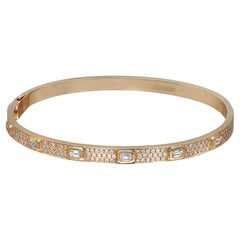 Bracelet jonc en or jaune 18 carats avec émeraudes de 1,25 carat et diamants de taille ronde 
