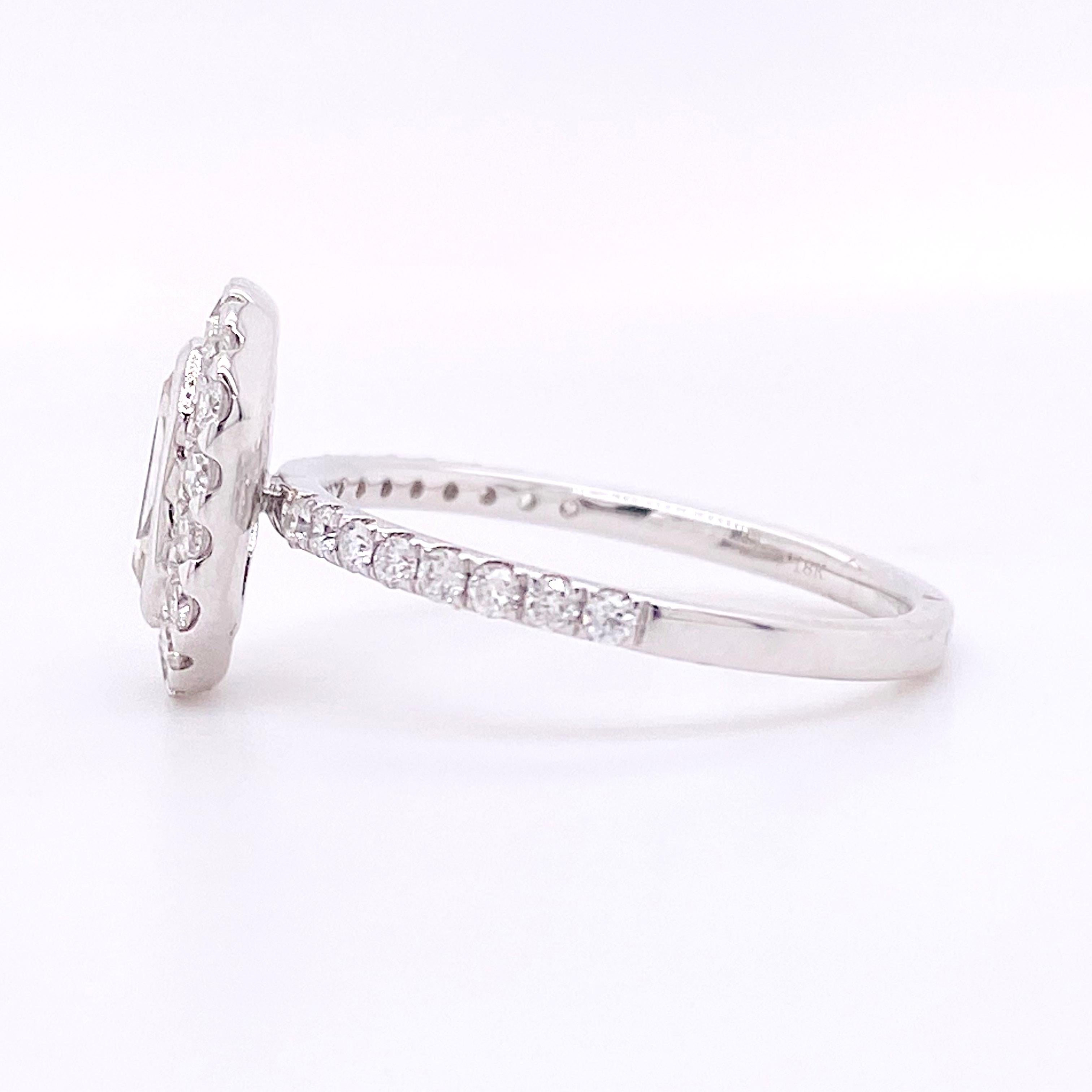 french set halo diamond v band engagement ring