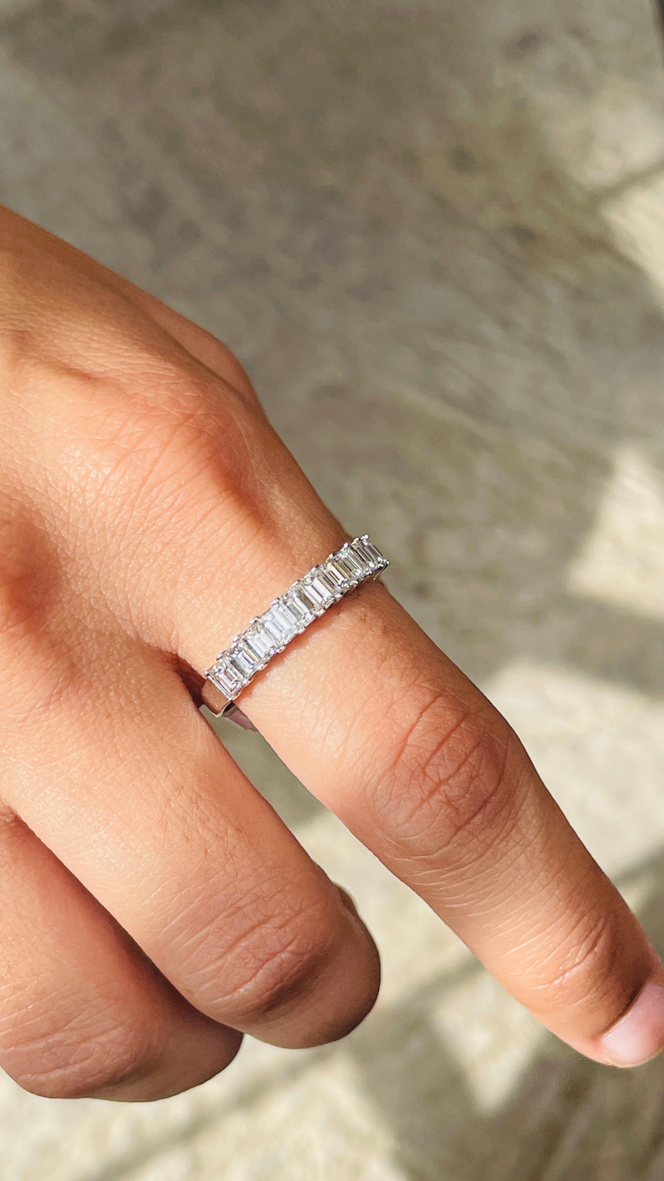 For Sale:  1.25 Carat Emerald Cut Diamond Half Eternity Band Ring in 18K White Gold  12