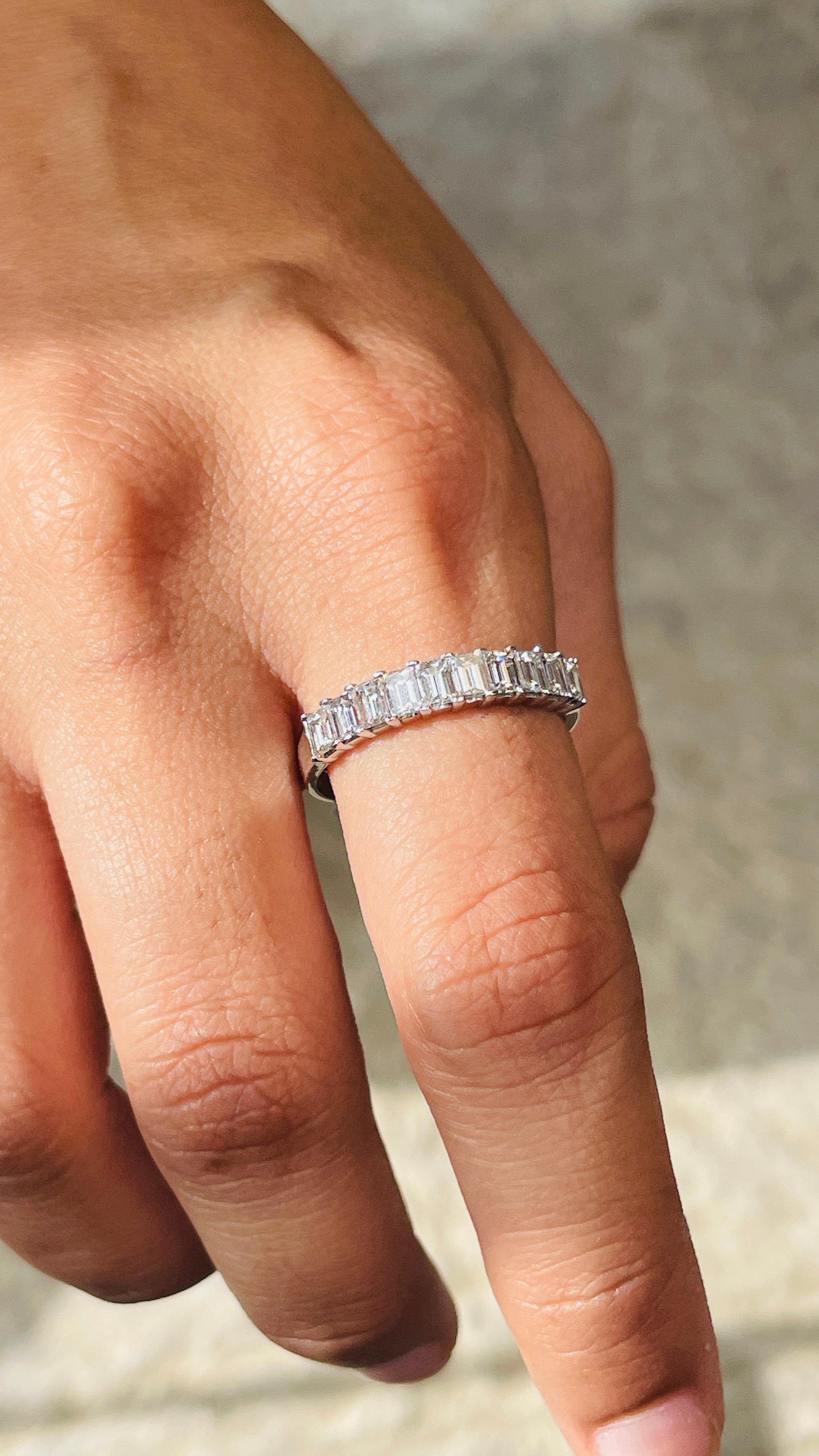For Sale:  1.25 Carat Emerald Cut Diamond Half Eternity Band Ring in 18K White Gold  13