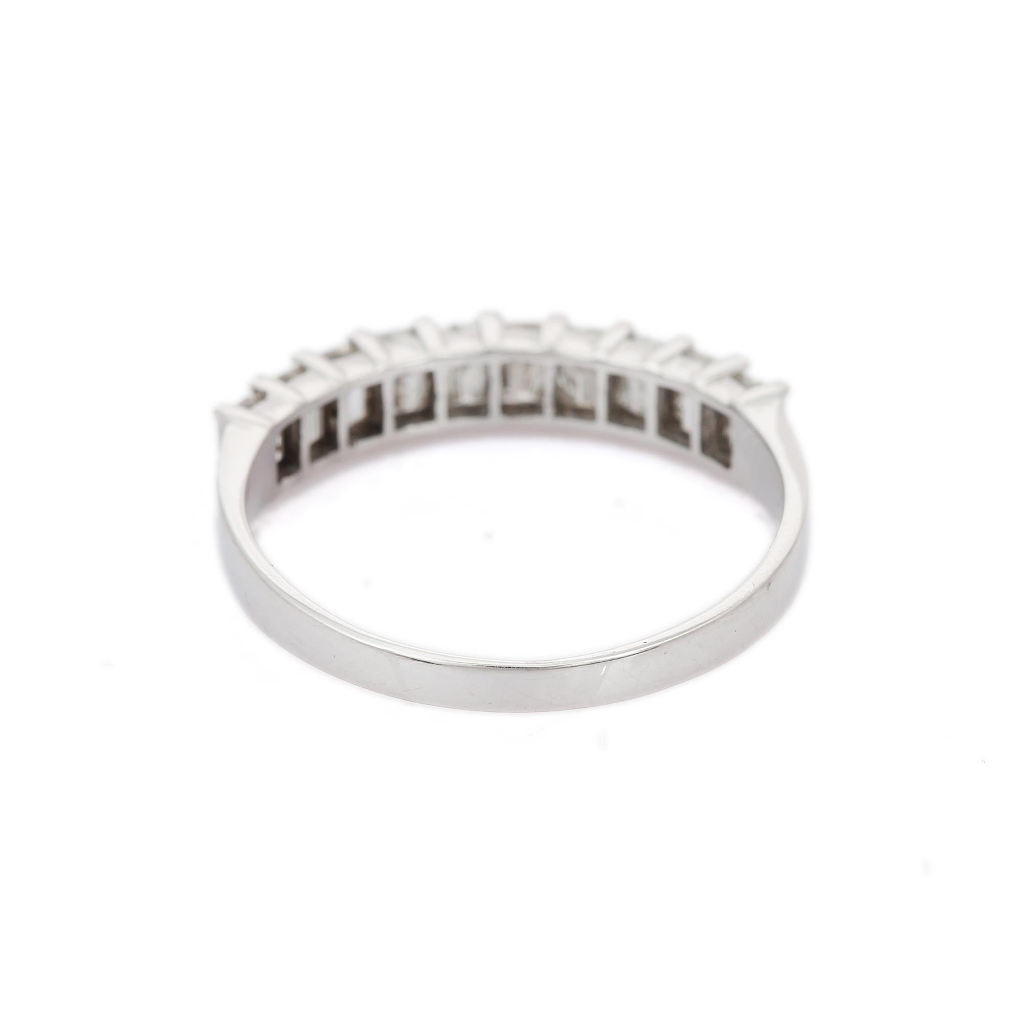 For Sale:  1.25 Carat Emerald Cut Diamond Half Eternity Band Ring in 18K White Gold  8
