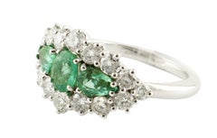 1.25 Carat Emeralds 1.72 Carat White Diamonds White Gold Ring
