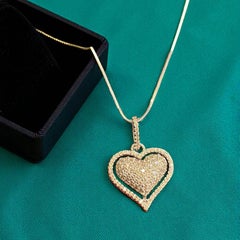 1.25 Carat F/VS1 Round Brilliant Diamonds Heart Necklace in 18K White Gold